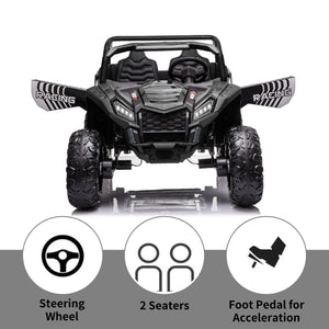 2025 24V 4WD 10Ah XXL Kids Ride On UTV with Parents Remote Control, 4X4 Off-Road Battery Powered Electric Toy Car, Black