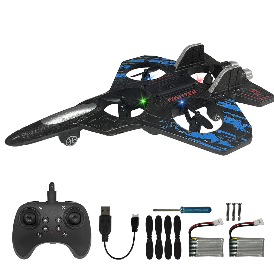 RC Airplane for Kids and Beginners, 2.4GHz Foam Drone Remote Control Airplane Outdoor Flying Toy, 360° Drop-Resistant Stunt (Blue)
