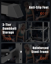 Load image into Gallery viewer, Logicexplore Dumbbell Rack, Heavy Duty Weight Storage Rack with Adjustable Width, Non-Slip &amp; Floor-Friendly, Home Gym Organizer for Strength Training Equipment (Black)
