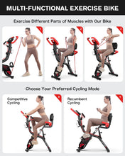 Load image into Gallery viewer, pooboo Folding Exercise Bike, Fitness Stationary Bike Machine-(red)
