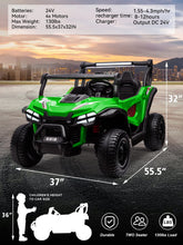 Load image into Gallery viewer, 24V XXXL Ride on Cars 2 Seater, Electric Cars Vehicles for Big Kids, 4WD Ride on UTV Truck w/Remote Control（Green）
