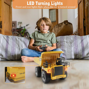 Remote Control Dump Truck 2.4Ghz 4WD RC Truck 6 Channel Mine Construction Vehicle Toy Machine Model