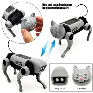 Electric Remote Control Robot Dog RC Mechanical Animal Vehicle Electronic Pets, DIY Installation, Dog Cat 2 Heads