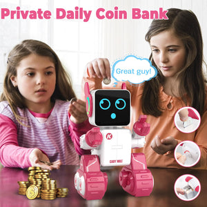 Robot Toys for Kids, Remote & APP Control Robot, Programmable Interactive Toys with Coin Bank, Smart Educational Robot (Pink)