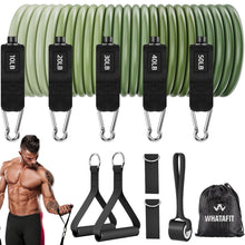 Load image into Gallery viewer, WHATAFIT Resistance Bands, Exercise Bands，Resistance Bands for Working Out, Work Out Bands with Handles for Men and Women Fitness, Strength Training Home Gym Equipment Green
