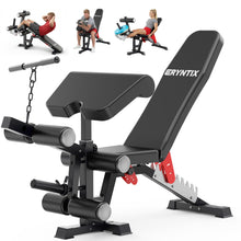 Load image into Gallery viewer, Eryntix Adjustable Workout Bench, 1600LBS Heavy-Duty Weight Bench with Leg Extension/Curl, Preacher Pad, 7-Position Incline/Decline/Flat, ISCC PLUS Certified for Home Gym Full Body Strength Training (Black, M1 Pro)
