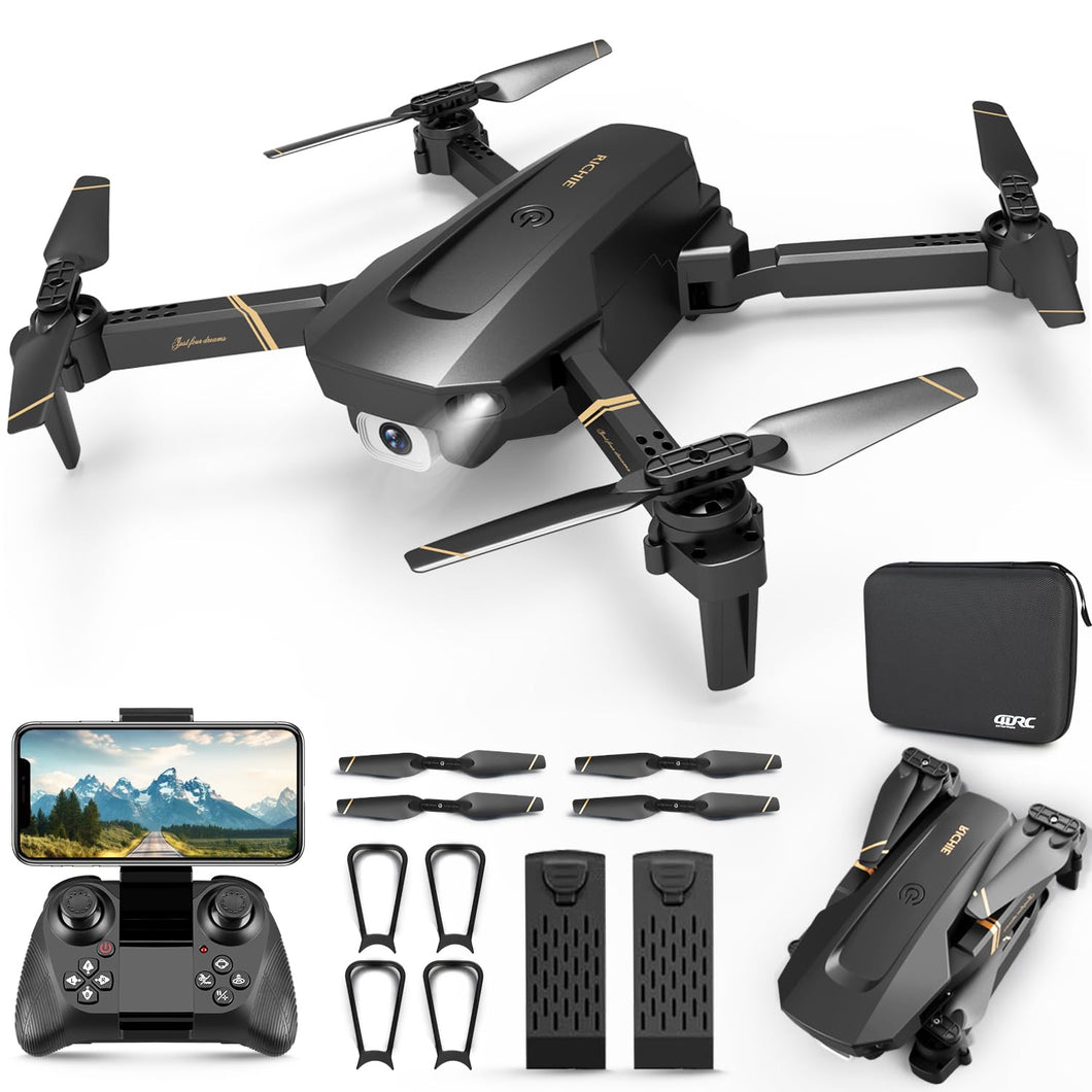 4DRC V4 Foldable Mini Drone with Camera - 1080P HD Drone with Stable Hover, Gravity Control, Auto-Follow, Trajectory Flight,One Key Take Off, 2 Batteries