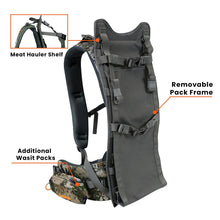 Load image into Gallery viewer, SPIKA Hunting Backpack Internal Frame for Men Waterproof Hunting Pack Camouflage with Rifle Holder Extendable 80L Capacity
