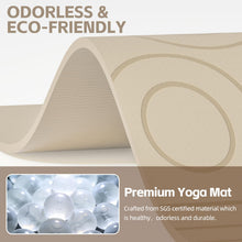 Load image into Gallery viewer, PAIDU Large Yoga Mat, 72" x 36" x 2/5"（10MM） Thick Non-Slip Exercise Mat, SGS-Certified POE Material, Ideal for Home Gym, Yoga, Pilates, Fitness Workouts &amp; Floor Mat (Beige - LOGO)
