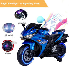 Load image into Gallery viewer, 12V Kids Ride On Motorcycle, 7AH 550W Battery Powered Motorcycle w/Training Wheels, Manual Throttle,LED Lights (Blue)
