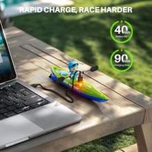 Load image into Gallery viewer, 2 Pack RC Boats for Kids 8-12, Remote Control Kayaks with 3 Magnetic Balls, 40 Mins Playtime (1 Battery), LED Lights, Perfect Water Toys
