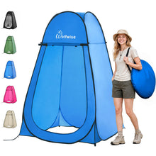 Load image into Gallery viewer, Wolfwise Pop Up Shower Tent for Camping Essentials, Portable Instant Changing Tent with Ventilation Window &amp; Carry Bag, Privacy Dressing Room Bathroom Toilet for Beach &amp; Outdoor, Spacious, Blue
