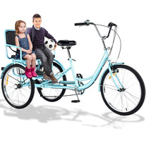 Load image into Gallery viewer, Adult Tricycle 7 Speed, Adult Tricycle with Rear seat for Ladies，24in 3-Wheel Bikes, Trike for Adults (Blue)
