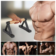 Load image into Gallery viewer, BESTWEI Wood Triangle Push Up Bars for Floor, Strength Training Pushup Stands Parallettes Bars for Home Calisthenics, Fitness, Floor Workouts Solid Wood with Sturdy Metal Bracket, Support 500 lbs
