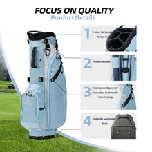 Load image into Gallery viewer, T WINSOLOGY Lightweight Golf Stand Bag with 4 Way Top Dividers for Men and Women, Only 4.5 Pounds, 8 Storage Pockets Including Cooler, Double Shoulder Straps, Womens Golf Club Bag (Sky Blue/Beige)
