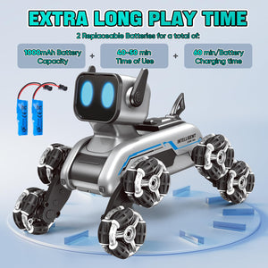 Remote Control Robot Dog Toy for Kids,2.4Ghz 8WD Gesture Sensing Stunt Rc Cars with Music & Light