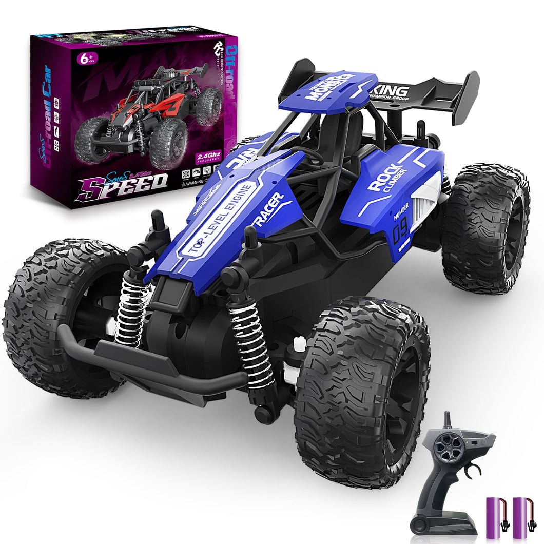1:16 Scale RC Car for Kids, 2.4GHz High-Speed Electric Monster Truck, 20km/h, Dual 1000mAh Rechargeable Batteries, All-Terrain Tires