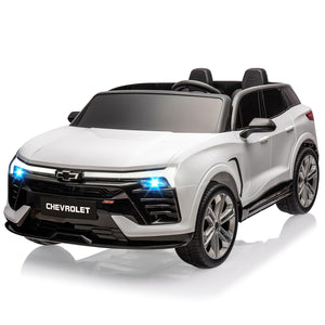 24V Kids Electric 2-Seater SUV Toy Licensed Chevrolet Blazer Ride On Car, with Remote Control, 4 Spring Suspension, White