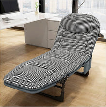Load image into Gallery viewer, Portable Folding Camping Cot, Outdoor Patio Folding Lounge Chair Sleeping Cots Bed Adjustable 5-Position Adults Reclining Folding Chaise with Pillow, Perfect for Camping, Pool, Beach, Patio Durable
