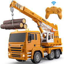 Load image into Gallery viewer, 13 Channel RC Crane Truck, 2.4G Remote Control Crane Toy Construction Vehicles with Lights, Sounds, Hook Up and Down
