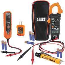 Load image into Gallery viewer, Klein Tools 80141 Hand Tools Kit includes Pliers, Screwdrivers, Nut Drivers, Backpack &amp; CL120VP Electrical Voltage Test Kit with Clamp Meter, Three Testers, Test Leads
