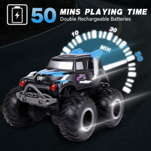 Load image into Gallery viewer, Amphibious Remote Control Cars, 1/20 Stunt RC Rock Crawler Monster Truck Toy with Two Alternative Rechargeable Batteries, Blue
