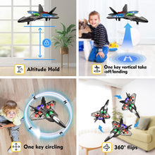 Load image into Gallery viewer, RC Plane Drone Helicopter Quadcopter, RTF 2.4GHz 6-axis Gyro Remote Control Airplane RC Jet Fighter with 3D Flip (Grey)
