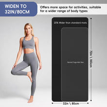 Load image into Gallery viewer, Wimwum Extra Wide Yoga Mat 72" x 32", 11mm Non Slip TPE Exercise Mat with Carrying Strap, Large Workout Mat for Yoga, Pilates, Stretching, HIIT &amp; Home Gym, black
