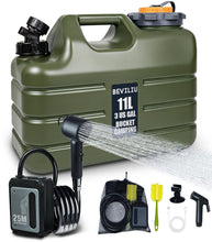 Load image into Gallery viewer, Beviliu Portable Camping Shower with 3 Gallon Food Grade Jug, Lightweight Design &amp; IPX8 Waterproof, Rechargeable Pump with LED Display, Portable Shower for Camping, Beach, Hiking, Pet Cleaning

