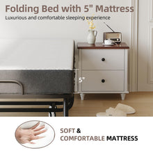 Load image into Gallery viewer, CAIYUN Folding Bed with Mattress and Storage Cover - 75"x38" Twin Size Frame, Portable Rollaway Guest Bed with 5-inch Memory Foam Mattress, Space-Saving Foldable Design for Easy Storage
