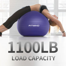 Load image into Gallery viewer, FITMIND_ Extra Thick Exercise Ball Yoga Ball 22in/26in/30in for Workout Pregnancy Stability -Purple
