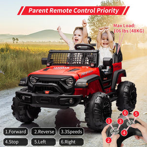 Electric Car for Kids, 24V 2 Seaters Kids Ride On Car with Remote Control, 2 * 120W Motors, 20" Extra Large Seats, LED Headlights