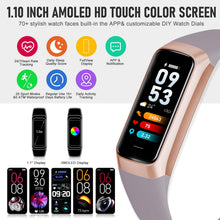 Load image into Gallery viewer, Fitness Tracker, Step Counter with 24/7 Heart Rate Blood Oxygen Blood Pressure Sleep Monitor, 1.10" AMOLED Touch Screen Smart Watches for Women Men (Orchid Purple))
