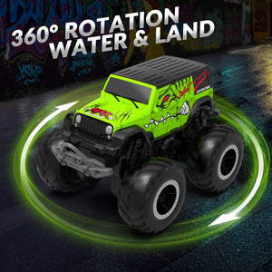 Amphibious Remote Control Car 2.4GHz 1:20 All Terrain Off-Road RC Car Remote Control Boat Gifts for Kids Boys Green