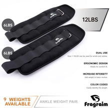 Load image into Gallery viewer, Ankle Weights, Wrist Arm Leg Weights 6 LBS x 2 - (Black)
