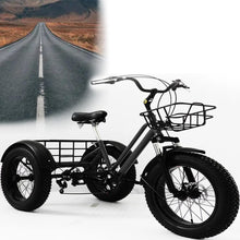 Load image into Gallery viewer, Fat Tire Trikes Adult Tricycle 7 Speed 20 Inches, Black Drift Trike 3 Wheel Bikes Tricycle for Adults, Fork Shock Absorption Wheel
