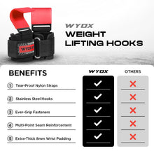 Load image into Gallery viewer, WYOX Weight Lifting Hooks for Deadlift, Pull Ups &amp; Rows – Red
