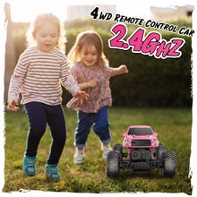 Load image into Gallery viewer, Double E Raptor F150 RC Car 4WD 2 Motors Monster Trucks for Girls, 11 Inches Off Road Crawler Vehicle Truck Toy-Pink
