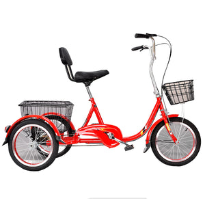 Adult Small Shopping Leisure Bicycle, Trike Bike for Adults with Removable Baskets, Cruiser Bike for Seniors Women Men