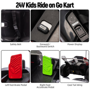 Electric Go Kart for Kids 3-8 - High Speed Drift Kart, 24V Battery Powered, 200W Dual Motor, Infinitely Variable Speed