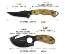 Load image into Gallery viewer, Elk Ridge ER-300GC, 2-Piece Fixed Blade Hunting Knife Set with Gut Hook and Caping Knife, 3Cr13MoV Steel, Wood Handle, Nylon Sheath, 7 Inch and 6.4 Inch, Black Blade
