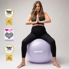 Load image into Gallery viewer, BABYGO Birthing Ball - Pregnancy Yoga Labor &amp; Exercise Ball &amp; Book Set Trimester Targeting-(Lavender, 65cm)
