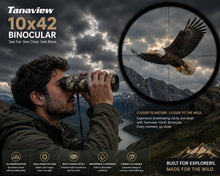 Load image into Gallery viewer, 10X42 Compact Binoculars for Adults - Long Distance, High Powered Binoculars with Travel Case - Extra Bright Light &amp; Large Field of View - Lightweight, Water &amp; Fog Proof, Hunting, Bird Watching
