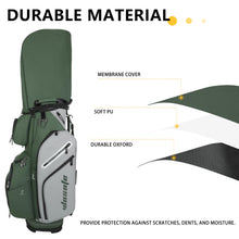 Load image into Gallery viewer, wosofe 14-Way Golf Cart Bag, Waterproof PU Leather, Green/Grey Vintage
