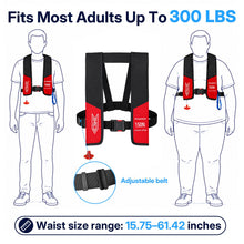 Load image into Gallery viewer, Faxpot Automatic Inflatable PFD Life Jacket, 150N Buoyancy Dual Auto &amp; Manual Pull Inflation, Life Vest Fits 80-300 Lbs, Adjustable Waist Belt for Boating Fishing Kayak SUP

