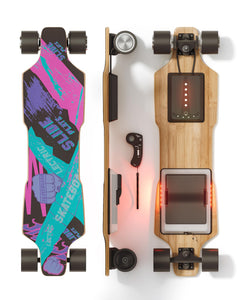 Electric Skateboard with 450W*2 Motor & RGB LED, 37" Longboard with Remote Control, 4 Modes Max 16Mph, 9 Layers Deck, Electric Skateboards