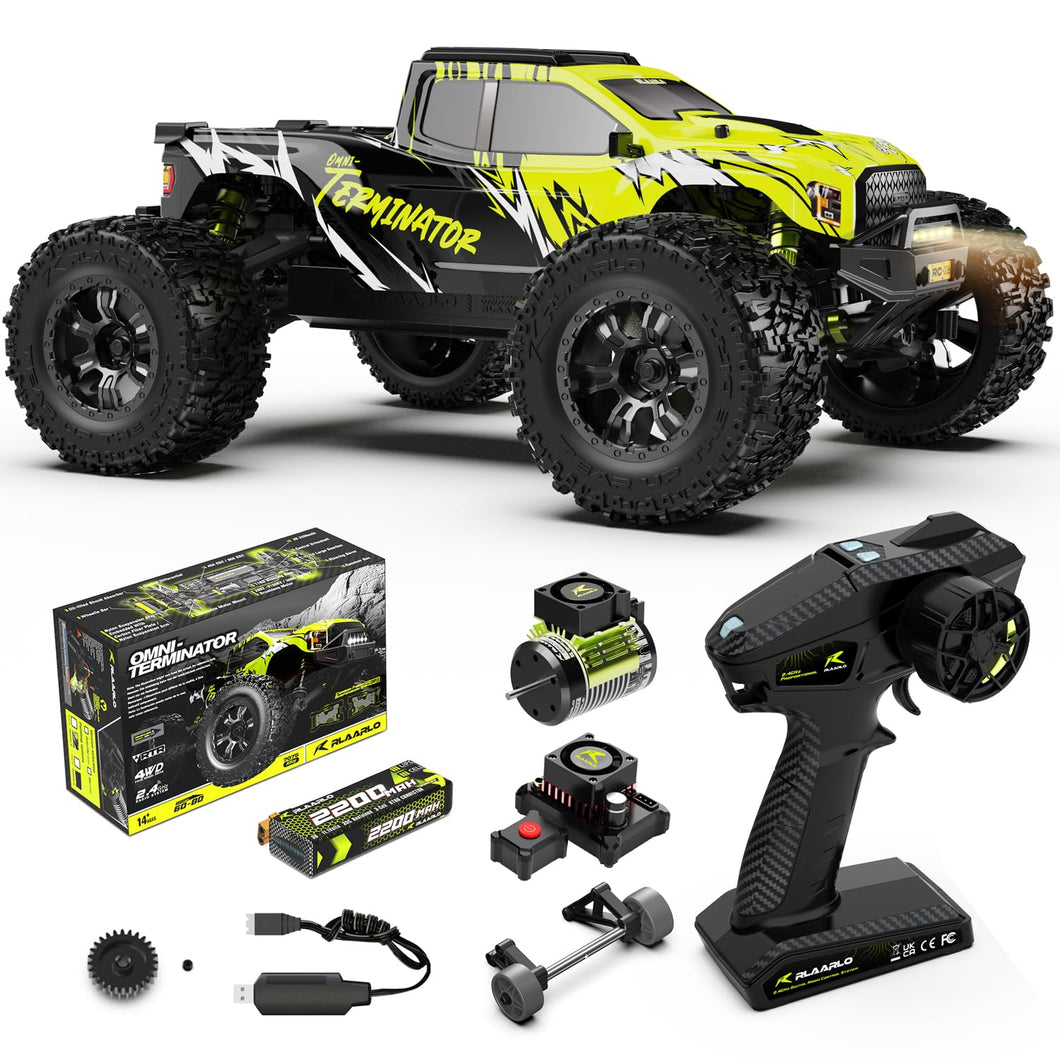 1/10 RTR Brushless Fast RC Cars for Adults, Max 50mph Hobby Electric Off-Road Monster Truck, Waterproof High Speed RC Car 4WD, Green