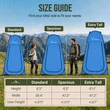 Load image into Gallery viewer, Wolfwise Pop Up Shower Tent for Camping Essentials, Portable Instant Changing Tent with Ventilation Window &amp; Carry Bag, Privacy Dressing Room Bathroom Toilet for Beach &amp; Outdoor, Extra Tall, Blue
