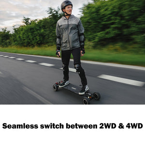 Pro 4WD All-Terrain Off Road Electric Skateboards, Top Speed of 35 Mph, 24 Miles Range, 7000W Quad Motor, IP55 Waterproof