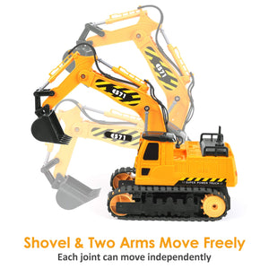 E Remote Control Excavator Toy 2 Batteries Digger Hydraulic Construction Vehicles RC Trucks Toys